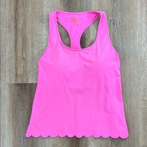 Lilly Pulitzer Luxletic Claralee Scallop Bra Tank Pink Isle Size S